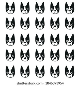 Boston terrier pattern, cartoon dog