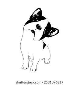 Boston terrier cachorro cachorro animal ilustração vetor linha arte desenho contínuo 