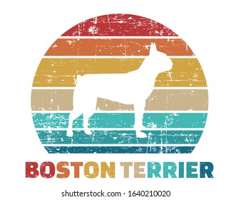 Boston Terrier silhouette vintage and retro