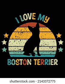 Boston Terrier silhouette vintage and retro t-shirt design
 svg