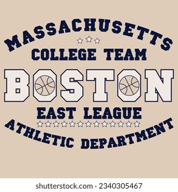 Boston t-shirt stamp graphics, athletic apparel design graphic print. Vector