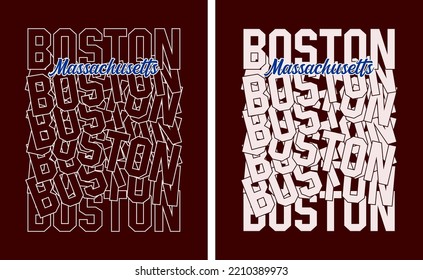 Boston typography urban t shirt pattern overlap type