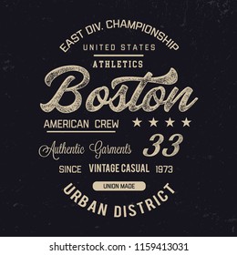 Boston Typography.Vector Illustration On Sport Theme. Vintage Vector T-shirt And Apparel Design, Print, Logo, Poster.