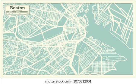 Boston USA City Map in Retro Style. Outline Map. Vector Illustration. svg