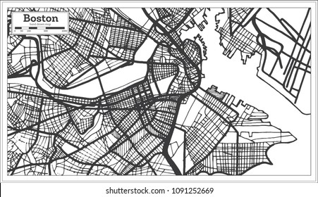 Boston USA City Map in Retro Style. Outline Map. Vector Illustration. svg