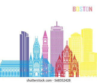 Boston V2 Skyline Pop In Editable Vector File