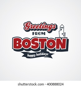 boston vacation greetings theme vector art illustration