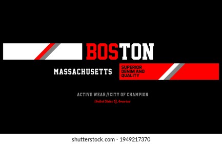 BOSTON,MASSACHUSETTS, diseño gráfico tipográfico, para impresiones de camisetas, ilustración vectorial
