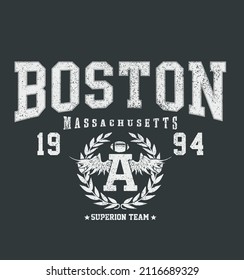 Boston.Retro college varsity typography california slogan print, vector illustration, for t-shirt graphic.