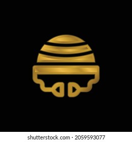 Bosu Ball Gold Plated Metalic Icon Or Logo Vector