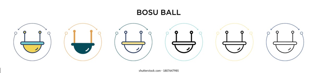 Bosu ball icon in filled, thin line, outline and stroke style. Vector illustration of two colored and black bosu ball vector icons designs can be used for mobile, ui, web