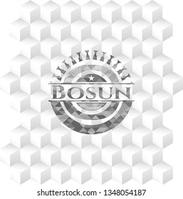 Bosun grey emblem with cube white background
