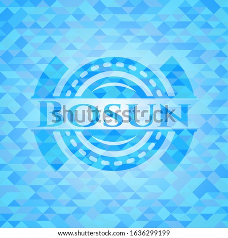 Bosun light blue emblem. Mosaic background