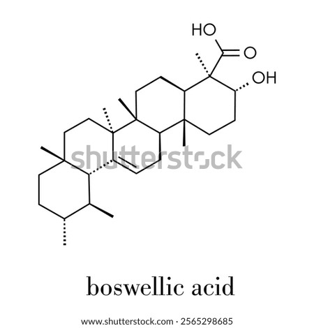 Boswellic acid plant extract molecule. Skeletal formula.