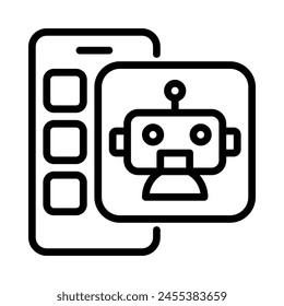 Bot application icon. Outline style. Isolate on white background.
