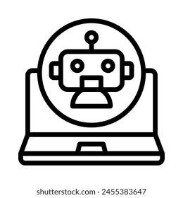 Bot-Assistent-Symbol. Gliederungsstil. Isolieren auf weißem Hintergrund.