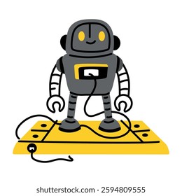 Bot charging device illustration in flat style