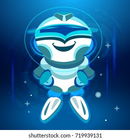 Bot. Chatbot. Cute smiling Robot in Vector. Voice support service bot,virtual online help support concept. Cartoon style.