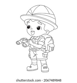 Bot explorer cartoon vector ,coloring book ,coloring page