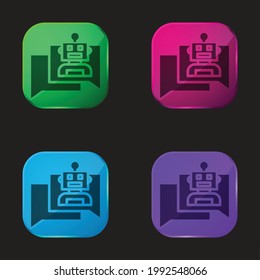 Bot four color glass button icon