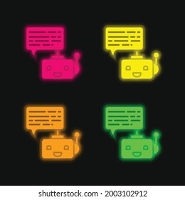 Bot four color glowing neon vector icon