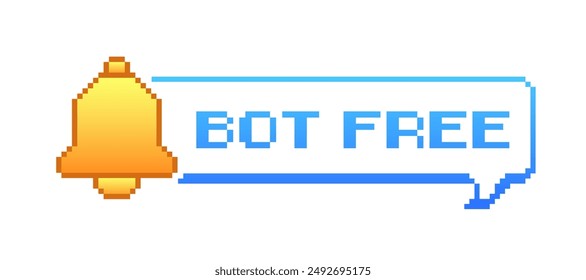 Bot free icon. Bell pixel message bubble icon. Flat style. Vector icon.