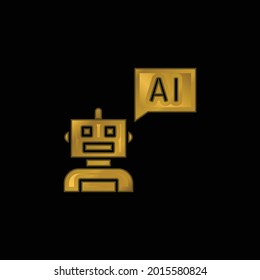 Bot gold plated metalic icon or logo vector