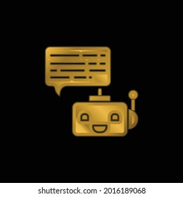 Bot gold plated metalic icon or logo vector