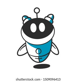 Bot icon. Chatbot icon concept. Cute smiling robot. Vector modern line character illustration isolated on white background. Outline robot sign design. Virtual online support.