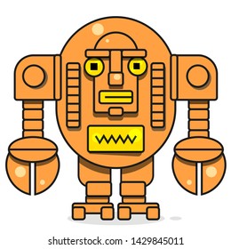 Bot Icon. Cute Robot. Vector Modern Line Character Illustration Isolated On White Background. Voice Support Service Bot. Virtual Online Support