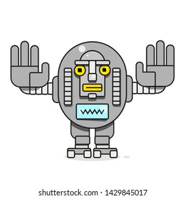 Bot Icon. Cute Robot. Vector Modern Line Character Illustration Isolated On White Background. Voice Support Service Bot. Virtual Online Support