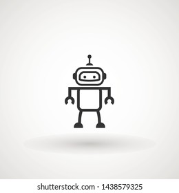 Bot icon. Cute smiling robot. Vector modern line character illustration isolated on white background. Outline robot sign design. Virtual online support. Artificial Intelligence AI 