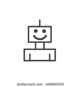 Bot icon. Cute smiling robot. Vector modern line character illustration isolated on white background.