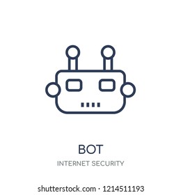 Bot icon. Bot linear symbol design from Internet security collection. Simple outline element vector illustration on white background.
