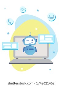 Bot icon. Robot logotype. Chat Bot. Flat graphic. Customer service