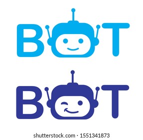 Bot icon. Robot logotype. Flat graphic