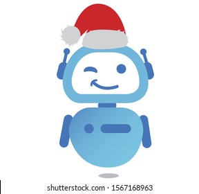 Bot icon. Robot logotype. Winter christmas illustration. Flat graphic