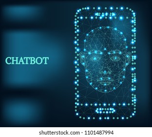 Bot icon, wireframe polygon concept. Chatbot icon mobile app. Abstract vector illustration with polygon, line, connecting dots. Polygonal low poly design. Virtual online voice support service bot.
