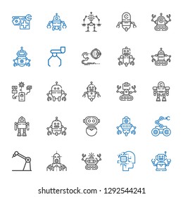 bot icons set. Collection of bot with robot, artificial intelligence. Editable and scalable bot icons.