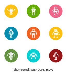 Bot icons set. Flat set of 9 bot vector icons for web isolated on white background