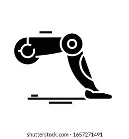 Icono negro de piernas bot, ilustración conceptual, símbolo plano vectorial, signo de glifo.