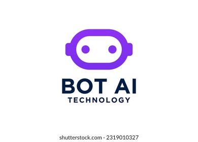 Bot logo design concept. Virtual smart assistant Bot icon. Robot head with speech bubble. Customer support service. Vector illustration