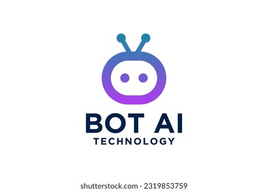 Bot logo design concept. Virtual smart assistant Bot icon. Robot head with speech bubble. Customer support service. Vector illustration