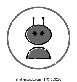 Bot-Umriss-Vektorillustration-Symbol auf weißem Hintergrund.