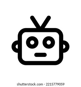Bot program icon for digital assistant artificial intelligence technology in black outline style