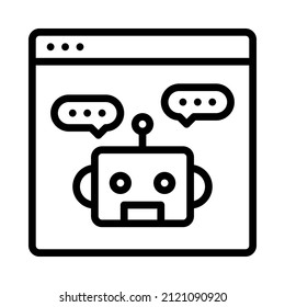 Bot service icon. Concept of Digital Marketing. Outline style. Vector. Isolate on white background.