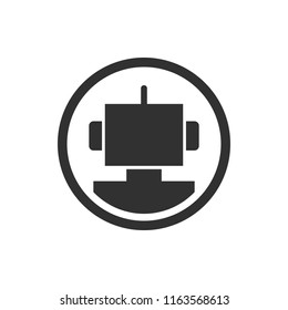 bot, silhouette of the robot in the circle. monochrome icon
