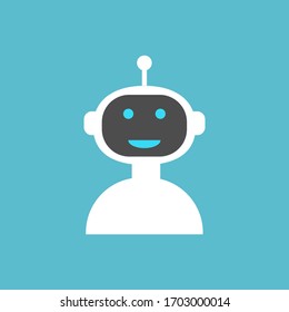 Bot vector icon on blue background.