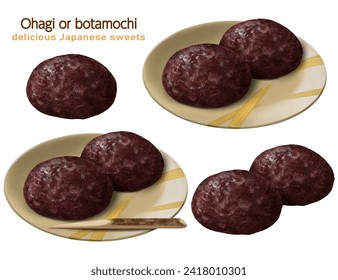 botamochi Illustration Japanese sweets equinox