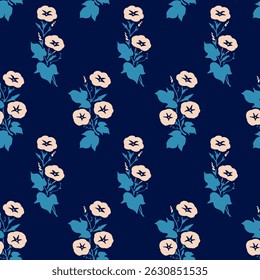Abstrato botânico em Blue Morning Glory Floral pode ser usado para o fundo e design de vestuário